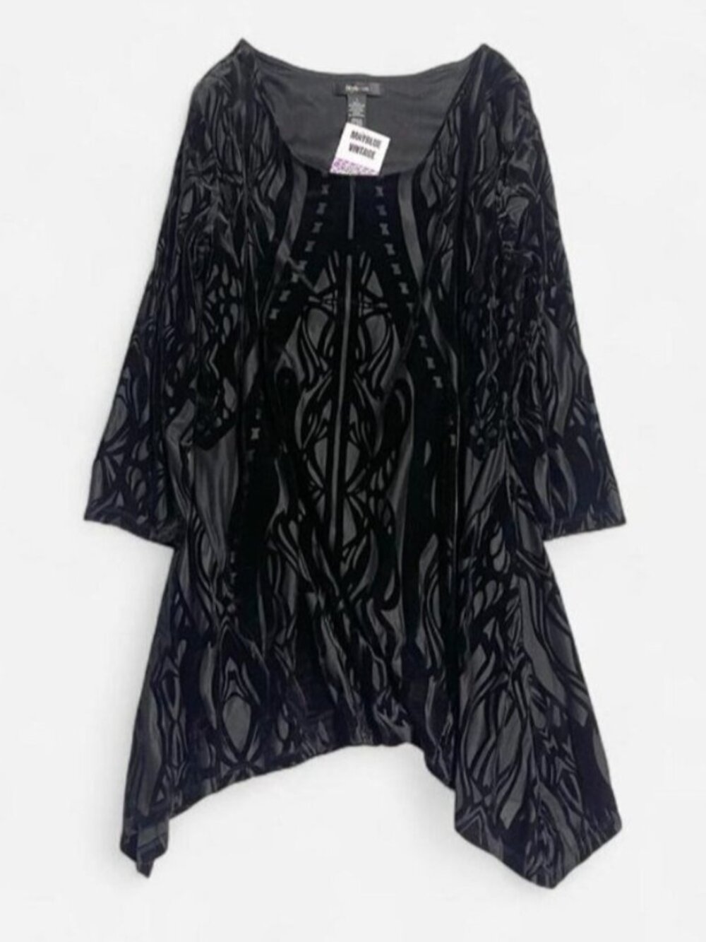 Black burnout velvet mini dress or top size L